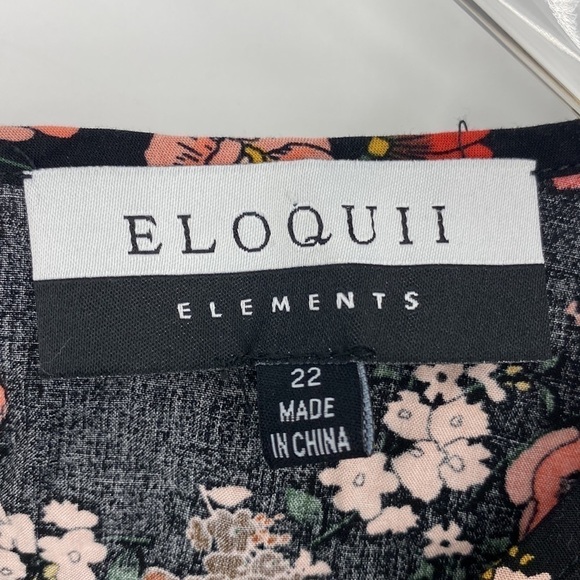 Eloquii Elements Floral Ruffle Scoop Neck Long Sleeve Blouse - Picture 7 of 8